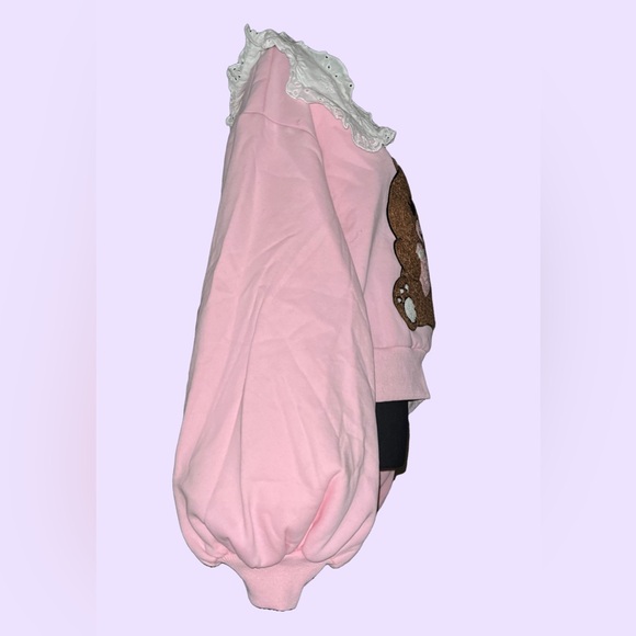 SUGAR THRILLZ Cute Pink Balloon Sleeve Sweater Big Collar - Picture 2 of 8